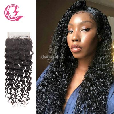 China Italian Curl Cljhair China Hair Factory, 2022 New Arrivals Raw Unprocessed Invisible Transparent Natural Curly 5X5 Lace Closure for sale