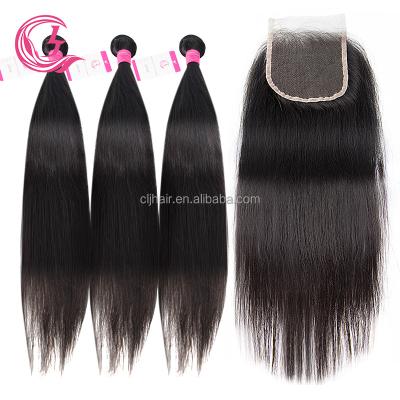 China Cljhair 2022 Silky Straight Hair New Arrivals Natural Plucked Straight Bone Closure Distributor Braided Hair Knotless Straight Lace for sale