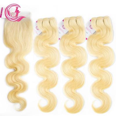 China Body Wave Cljhair Virgin Hair Wholesale Raw Vendors Bundles , Malaysian Soft Wave Cuticle Aligned Blonde Hair 316 Bundles And Closure for sale