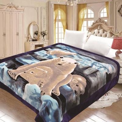 China Cheap Bear Design Animals Double Faced Premium Quality Mink Blanket 220*240cm Or Customized for sale