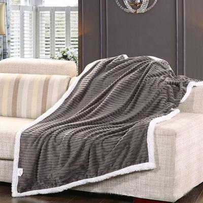 China Simply Thermal 100% Polyester Flannel Fabric Sherpa Throw Blanket for sale