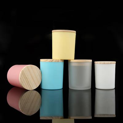 China Gift & Craft 7oz 10oz Luxury Glass Candle Jars Candle Jars For Candle Making Bamboo/Wooden Lid Glass Jar for sale