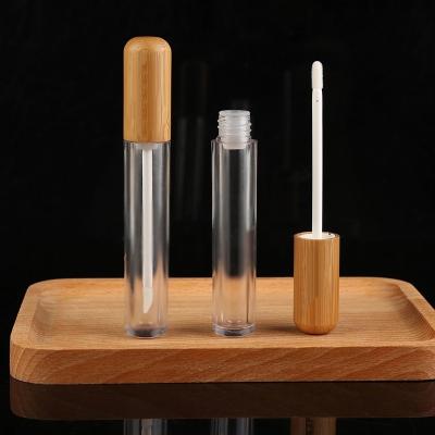 China 5ml Makeup Lip Gloss Containers Eco - Friendly Cosmetic Tube With Natural Bamboo Lid for sale