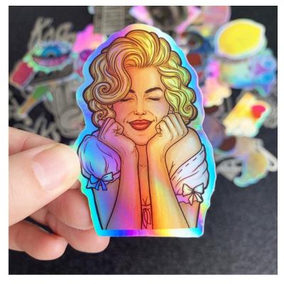 China Holographic Self Adhesive Irregular Shape Logo Vinyl Static Decals Holographic Sticker Printing Custom Die Cut Laser Hologram Stickers for sale