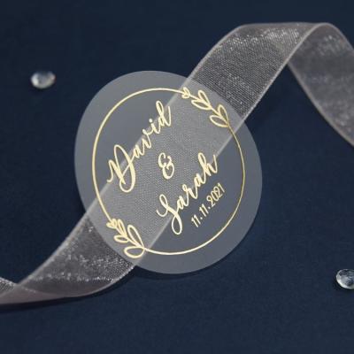 China Waterproof Wedding Envelope Seal Foil Stickers Transparent Foil Wedding Stickers Calligraphy Wedding Labels Gold Rose Silver Copper for sale