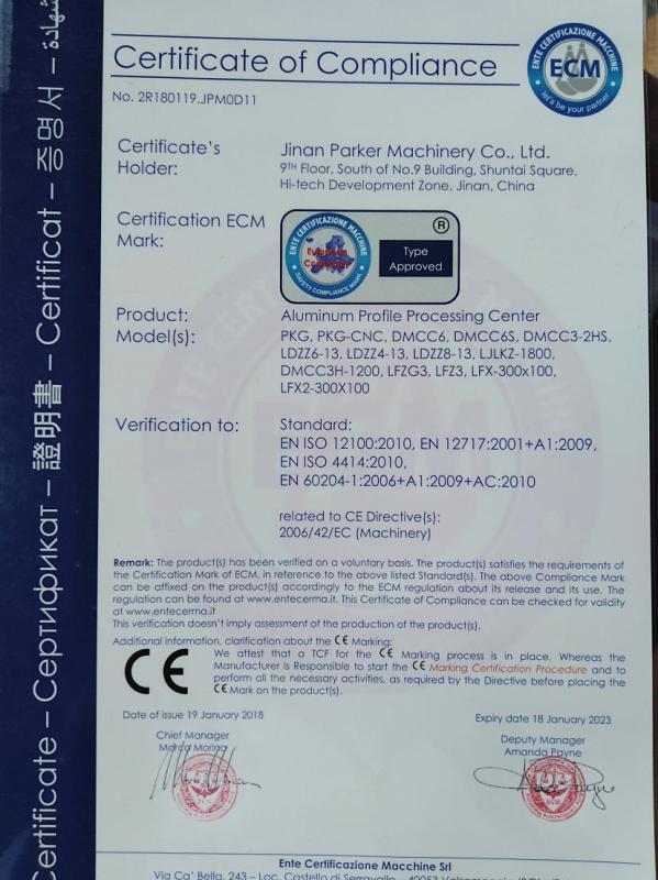 CE - Jinan Parker Machinery Co., Ltd.