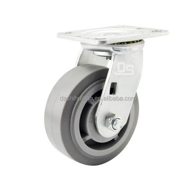 China 6 Inch Rigid Rubber Caster Wheels Heavy Duty Rubber Driving Casters For Carts for sale