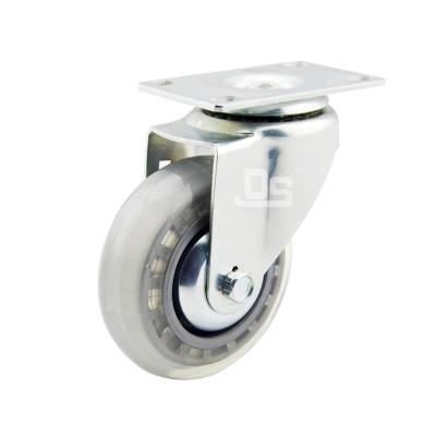 China 100kg loading capacity rigid caster 3 inch transparent polyurethane caster wheels for sale