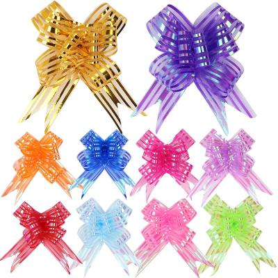 China Large Size Floral Colorful Decorative Food Wrapping Organza Ribbon Bows for sale