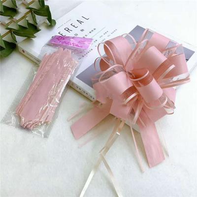 China Gift Wrapping Wholesale Organza Pull String Flower Ribbon Bow Wedding Decoration Gift Wrapping for sale