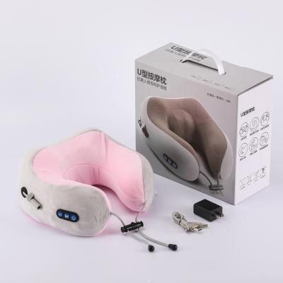 China Portable Memory Cordless U Shaped Cotton Massager Neck Neck Travel Car Spine Electronic Massage Heating Home Cervical Pillow for sale