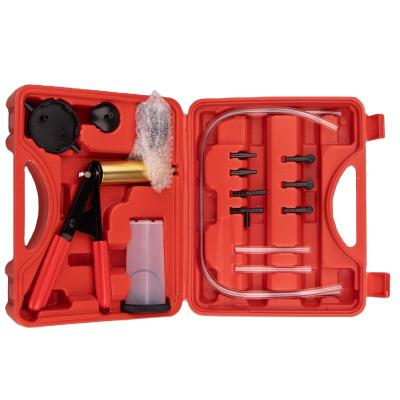 China 17pcs Professional Car Auto Hand Held Vacuum Pressure Pump Brake Bleeder Adaptor Fluid Reservoir Tester Vacuum Bleeding Test Kit for sale