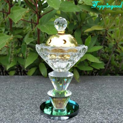 China Home Decoration Elegant Crystal Glass Incense Bakhoor Burner Ornament for sale