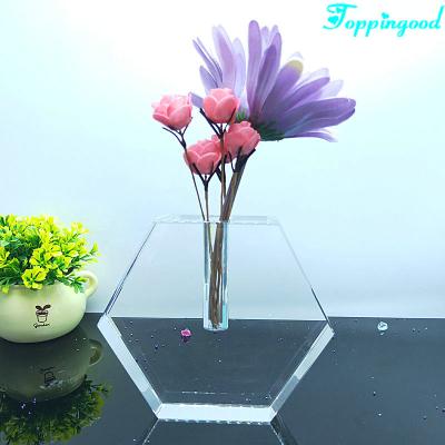 China New Classic/Postmodern Interesting Hexagon Crystal Flower Vase For Business Office Decoration for sale