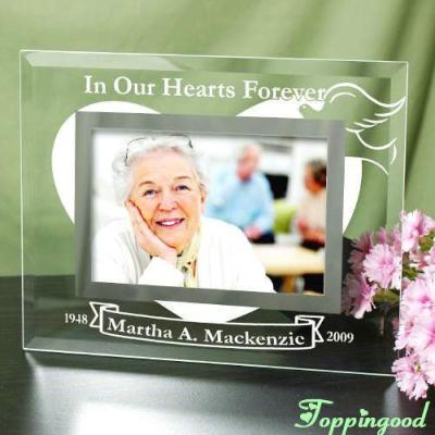 China Family Table Decoration in Our Heart Glass Photo Frame Forever For Grandmather Birthday Gift for sale