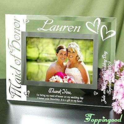 China Family Table Decoration Bride And Bridesmaid Picture Glass Photo Frame For Wedding Keepsake Gifts for sale