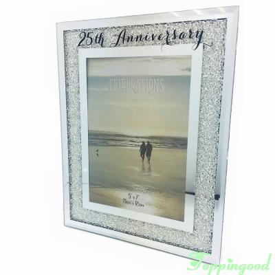 China Family Table Decoration 25th Wedding Anniversary Glass Picture Frame To Wedding Keepsake for sale