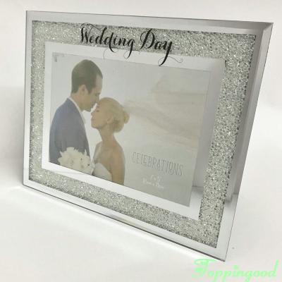 China Family Table Decoration Wedding Day Couple Glass Picture Photo Frame For Wedding Keepsake Gift for sale