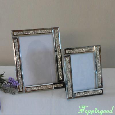 China High Quality Family Table Decoration Diamond Edge Sublimation Blank Glass Photo Frame for sale