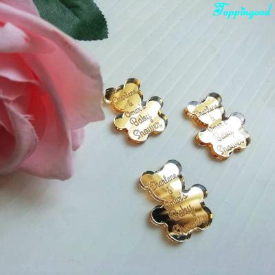 China Wedding Beautiful Keepsake Mirror Gold Bear Gift Tag Acrylic Confetti for Baby Shower Keepsake for sale