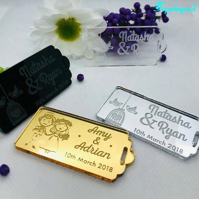 China Wedding Keepsake Customized Color Acrylic Invitation Card Gift Tag For Wedding Gift for sale