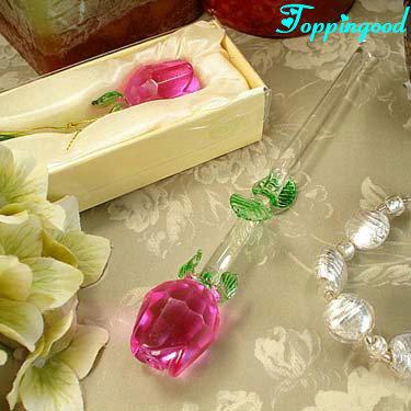 China Europe Long Stem Glass Crystal Rose Flower For Wedding Favor Gifts for sale