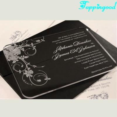 China Wedding Keepsake Fancy Traditional Glass Invitation Card With Envelope For Dinner Souvenir for sale