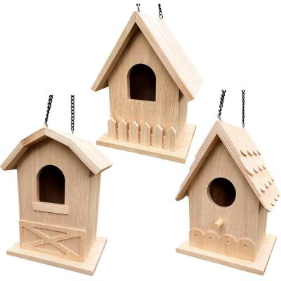 China Durable Hallerbos Wholesale Large House Nesting House Aviary Shaped Custom Outdoor Wooden Bird House for sale