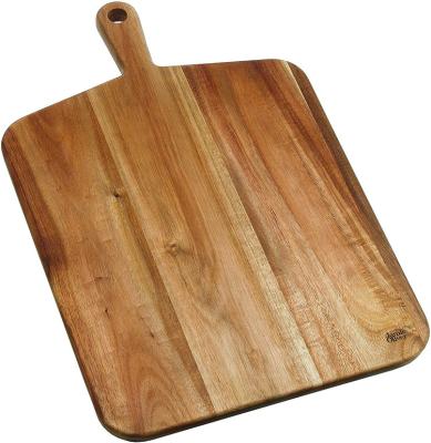 China Disposable Environmental Friendly Wholesale Large Acacia Wood Serving Cutting Board With Handle for sale