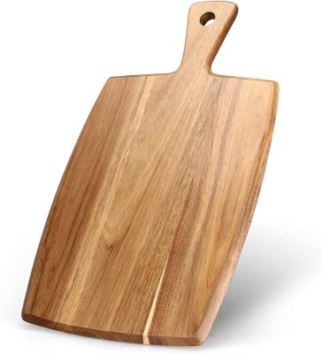 China Customized Disposable Chopper Acacia Wood Rectangular Solid Cutting Board With Handle for sale