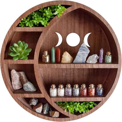 China Storage Plant Customize Antique Farmhouse Crescent Moon Shelf Moon Phase Shelf Wall Decoration Shelf for sale