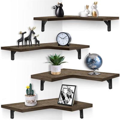 China Floating Storage Corner Shelves Vintage Black Corner Shelf L Shape Brackets With Modern Matte Black for sale