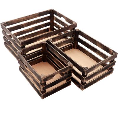 China Europe Factory Customize Wholesale Wooden Crates Decorative Farmhouse Small Storage Wooden Box For Fruit for sale