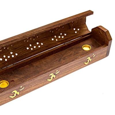 China - Wooden Oud Censer Furnace Hand Incense Holder Carving Stick Hollow Box Censer Liar Home Decor for sale