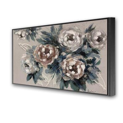 China Art Deco Canvas 100% Hand Painted Blooming Flowers Oil Painting 3D Texture for sale