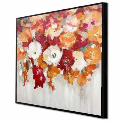 China Art Deco High Quality Handmade Stretched Oil Paintings Flowers Canvas Flowers Textured Oil Paintings Wall Art For Home Decor for sale