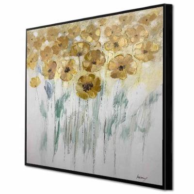 China Art Deco 100x100cm Original Textured Oil Paintings Canvas Hand Painted Stretched Flowers Oil Paintings Wall Art For Home Decor for sale