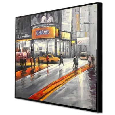 China Art Deco Paintings Thick Strokes Oil Activating Street Landscape Canvas Painting Framed Wall Art Painting for sale