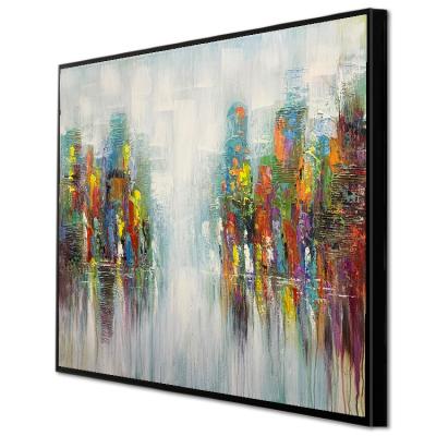 China Art Deco Psychedelic City Abstract Landscape Paintings For Living Room Home Decor Canvas Painting for sale