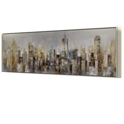 China Art Deco Thick Strokes Oil Painting On Canvas Prosperous City Landscape Canvas Painting Large Painting for sale