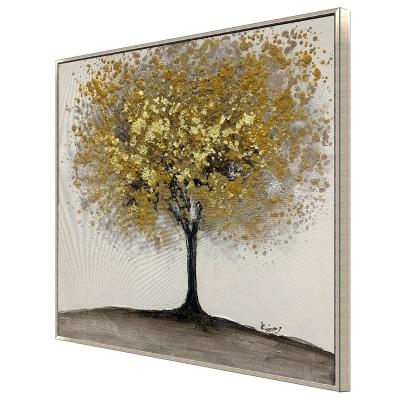 China Canvas Painting 60x60cm Realistic Small Tree Gold Landscape Painting With Heavy Gold Leaf Heavy Gold Harvest LUMOSARTE for sale