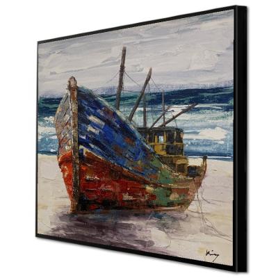 China Art Deco Home Decor Wall Art Modern Oil Painting Hand Painted Coastal Boat Paintings for sale