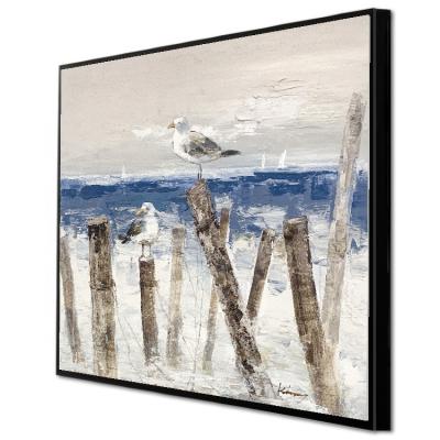 China Art Deco 100% Hand Painted Original Heavy Textured Coastal Design 100x100cm Oil Paintings Canvas Arts For Home Decor for sale