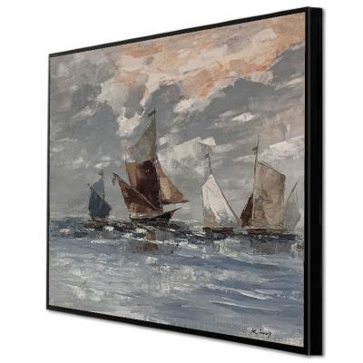 China Art Deco Professional Original Design Hand Painted Canvas Paintings 100x100cm Rich Textured Oil Paintings Seascapes for Home Decor for sale