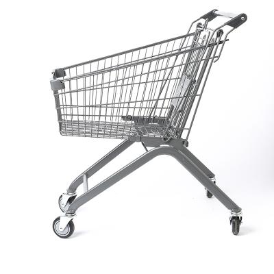 China Durable Factory Retail Wholesale Shopping Cart 100L Shopping Trolley With Wheel for sale