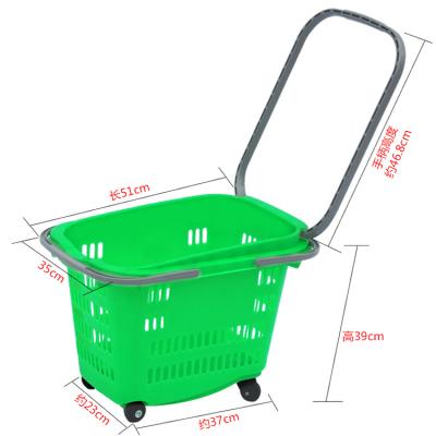 China Eco - Friendly Colorful Plastic Rolling Shopping Baskets With Reasonable Price From Supermarket for sale