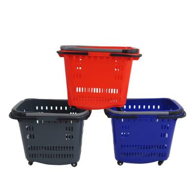 China Eco - Friendly Colorful Plastic Grocery Cart With Four Wheels Made In China for sale