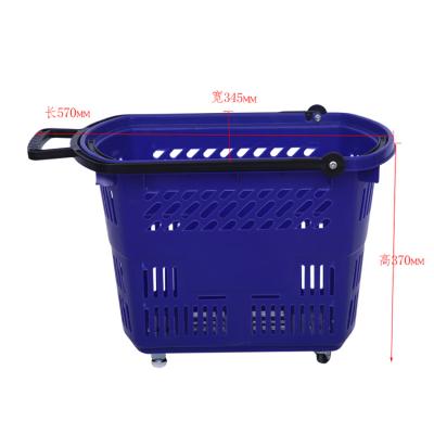 China Eco-friendly Blue New Design Plastic Shopping Basket Handle Colorful For Supermarket for sale