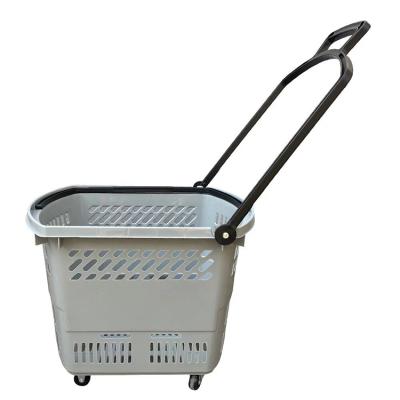 China High quality eco-friendly plastic shopping basket with 2 handles for supermarket from Suzhou factory for sale