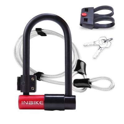 China High Security Inbike Design High Quality New Cables Bike U Lock With Keys Bike Lock for sale